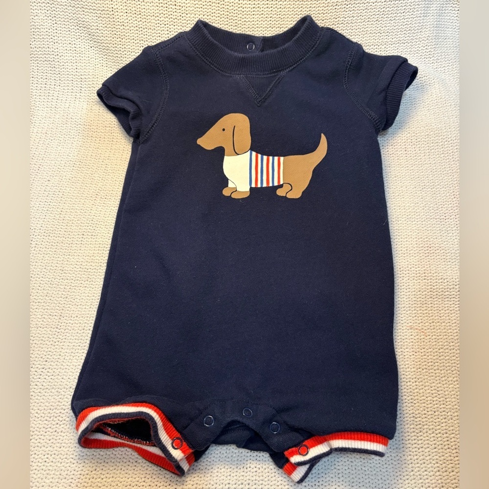 Janie and Jack Navy Bodysuit with Dachshund Design